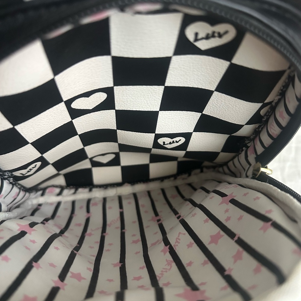Betsey Johnson Black and Cream Checkered Backpack - Picture 8 of 11